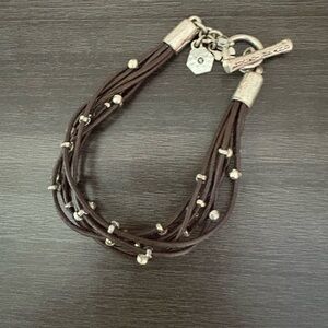 Vintage Lucky Brand Brown Leather Bead Bracelet